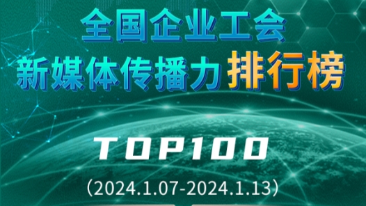 全國企業工會新媒體傳播力排行榜TOP100（2024.1.07—2024.1.13）