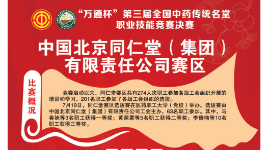 中國北京同仁堂（集團）有限責任公司賽區開展第三屆全國中藥傳統名堂職業技能競賽選拔賽